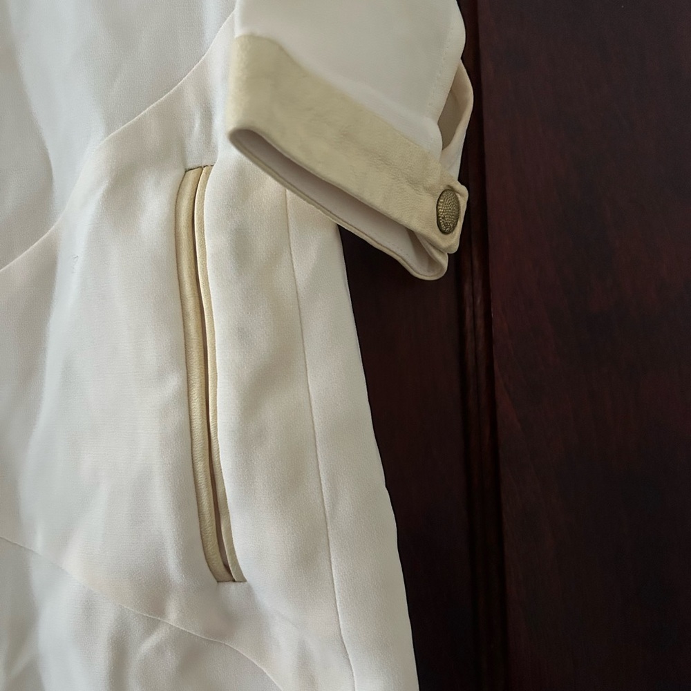 Elegant Rag and Bone Ivory leather accent Sheath Dress - Picture 3 of 7